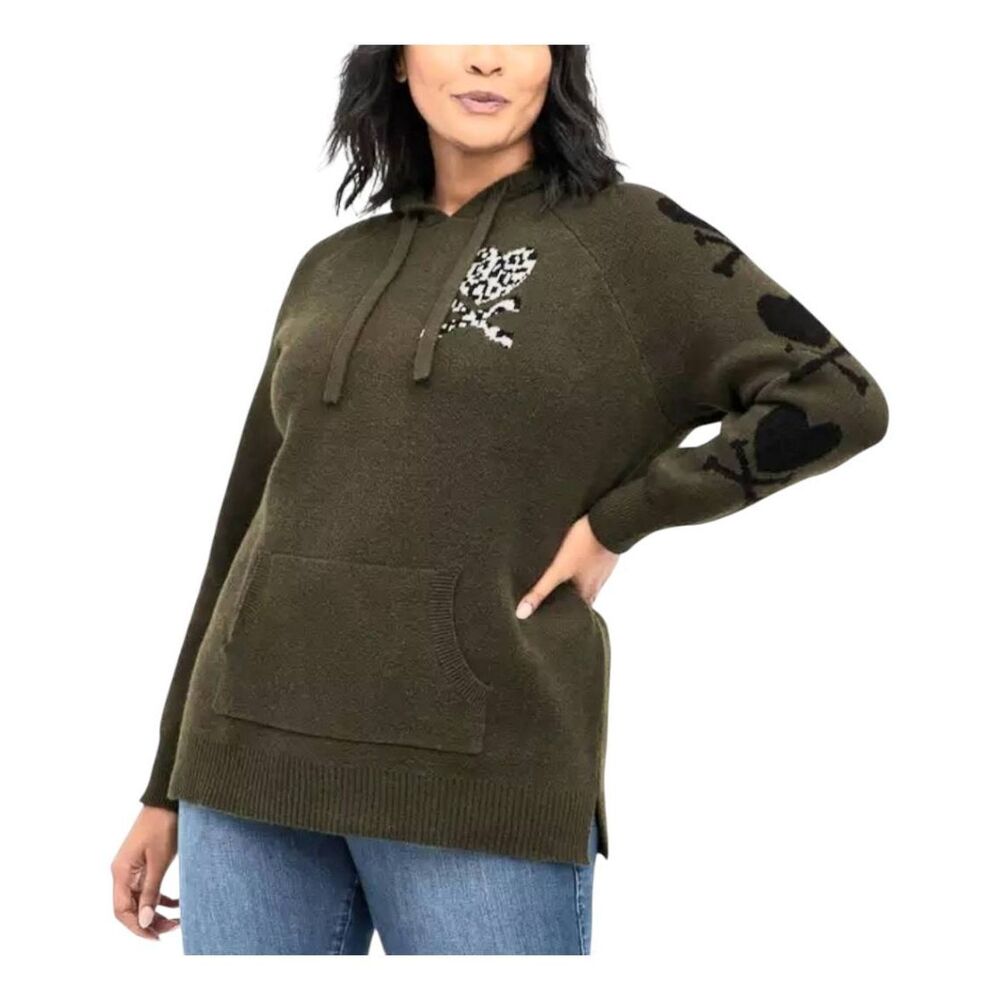 Torrid Olive Green Ragland Sweater Hoodie Size 20/22